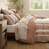 image:imageBedsure PureWoven 3 Pieces 100 Cotton Waffle Duvet Cover Set King Brown19  Strip Terracotta No Comforter