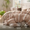 image:imageBedsure PureWoven 3 Pieces 100 Cotton Waffle Duvet Cover Set King Brown19  Strip Terracotta No Comforter