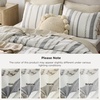 image:imageBedsure PureWoven 3 Pieces 100 Cotton Waffle Duvet Cover Set King Brown19  Strip White No Comforter