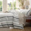 image:imageBedsure PureWoven 3 Pieces 100 Cotton Waffle Duvet Cover Set King Brown19  Strip White No Comforter