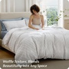 image:imageBedsure PureWoven SpaceDyed Cotton Waffle Duvet Cover Set Queen White02  White No Comforter