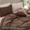 image:imageBedsure PureWoven SpaceDyed Cotton Waffle Duvet Cover Set Queen White03  Brown No Comforter