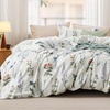 image:imageBedsure Duvet Cover Queen Size  Reversible Green FloralampBird Duvet Cover Set with Zipper Closure 3 Pieces Mistletoe Bedding Set with 8 Corner Ties and 2 Pillow Shams 20x2604  Coconut White No Comforter