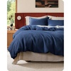 image:imageBedsure PureWoven 3 Pieces 100 Cotton Waffle Duvet Cover Set King Brown17  Navy No Comforter