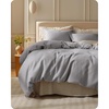image:imageBedsure PureWoven 3 Pieces 100 Cotton Waffle Duvet Cover Set King Brown18  Grey No Comforter
