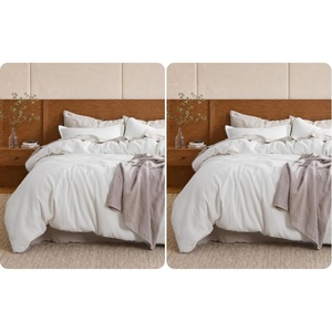 image:imageBedsure PureWoven 3 Pieces 100 Cotton Waffle Duvet Cover Set King BrownWhite