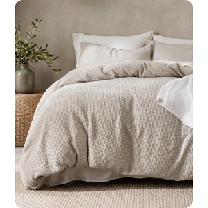 image:imageBedsure PureWoven SpaceDyed Cotton Waffle Duvet Cover Set Queen White01  Linen No Comforter