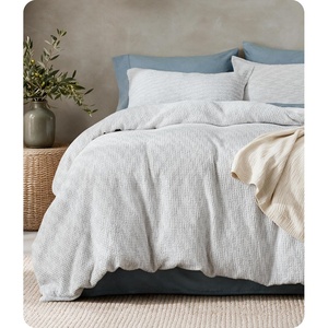 image:imageBedsure PureWoven SpaceDyed Cotton Waffle Duvet Cover Set Queen White02  White No Comforter